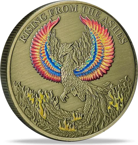 Vista 9 de Phoenix Rising Lucky Coin Serenity Prayer Sobriety Coin Regalos sobrios para hombres o mujeres, Medallón AA de recuperación de adicciones