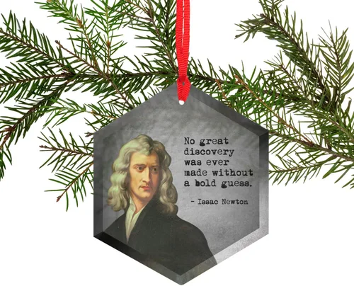 Vista 2 de Isaac Newton - Ornamant de Navidad de cristal de científicos famosos