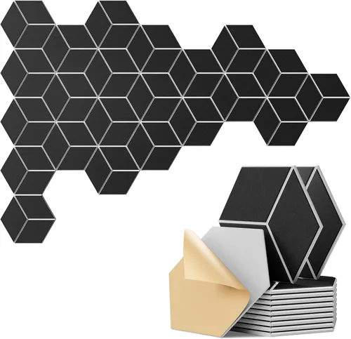 Vista 160 de Paquete de 12 paneles acústicos autoadhesivos de 12 x 10 x 0.4 pulgadas, paneles de espuma a prueba de sonido con alta densidad, elegante diseño