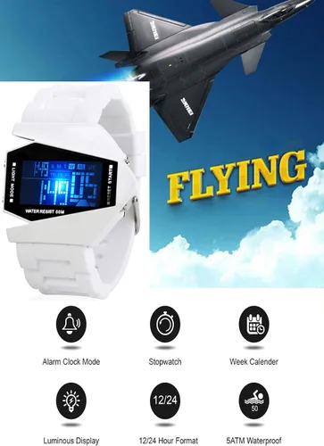 Vista 3 de Gosasa Relojes militares deportivos para hombre con forma de avión digital y luz LED impermeable