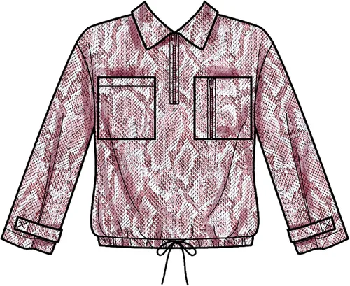 Vista 10 de Simplicity Paquete de tops con media cremallera para hombre y mujer, cuello y pantalones sin cierre, patrón de costura código 9278, tallas XS-M