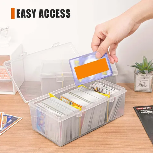 Vista 4 de tutata Caja de almacenamiento de tarjetas coleccionables de plástico de 400 unidades con divisores, caja de almacenamiento de tarjetas de béisbol