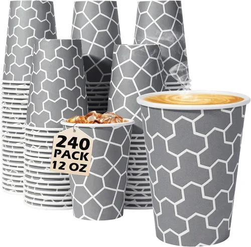 Vista 10 de Vasos de papel de 16 onzas, paquete de 180 tazas calientes desechables aisladas
