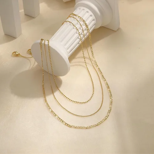 Vista 6 de Tewiky Layered Necklaces for Women Non Tarnish- Chunky 14k Gold Plated Herringbone/Snake/Rope/Box/Cuban Link Chain for Women Waterproof Layering