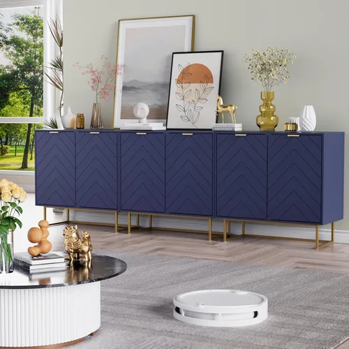 Vista 11 de Aparador moderno de 47 pulgadas con 3 puertas para sala de estar, negro