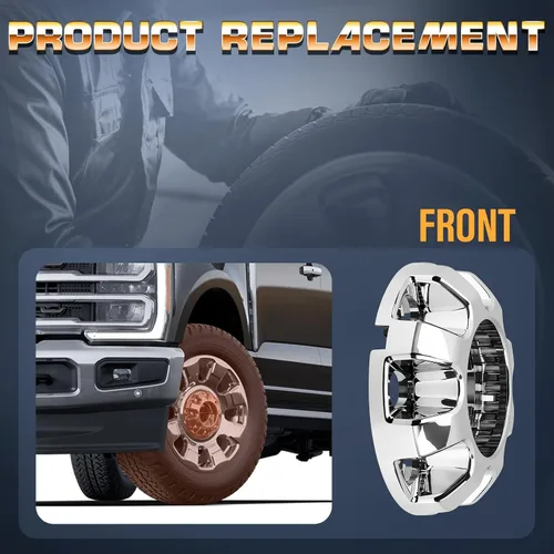 Vista 4 de HC3Z1130U Tapa central de rueda cromada delantera HC3Z-1130-U HC3C1A096HB Compatible con Ford F250 F350 Super Duty 2017-2022