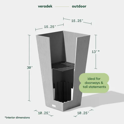 Vista 2 de Veradek V-Resin - Maceta cónica para interiores y exteriores (30 pulgadas, gris)