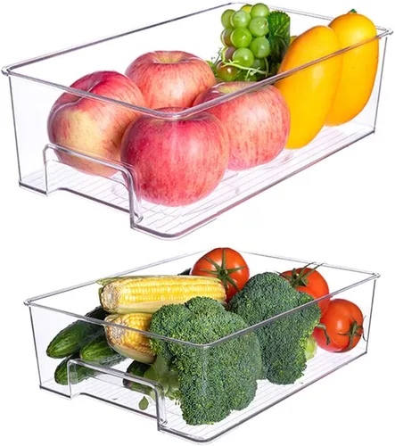 Vista 3 de SANNO Organizador de refrigerador de verduras, contenedores de alimentos con tapas, contenedores para refrigerador, alimentos, frutas, verduras