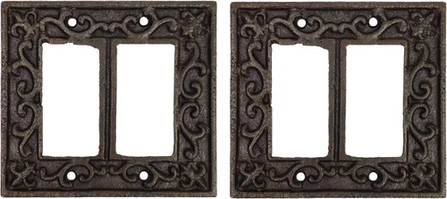 Vista 16 de Lulu Decor, Fleur De Lis - Placa de enchufe de hierro fundido en acabado marrón rústico antiguo