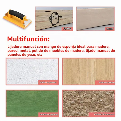 Vista 5 de Lijadora de mano, soporte para papel de lija con mango de esponja, 1