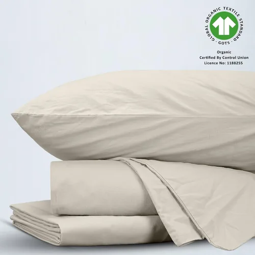 Vista 6 de BIOWEAVES Juego de 3 piezas de sábanas de tejido de percal de 100 % algodón lavado orgánico, con certificación GOTS, para cama de tamaño individual