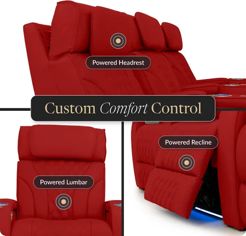 Vista 8 de Seatcraft Luminis LT - Asiento de cine en casa, reclinable, color rojo
