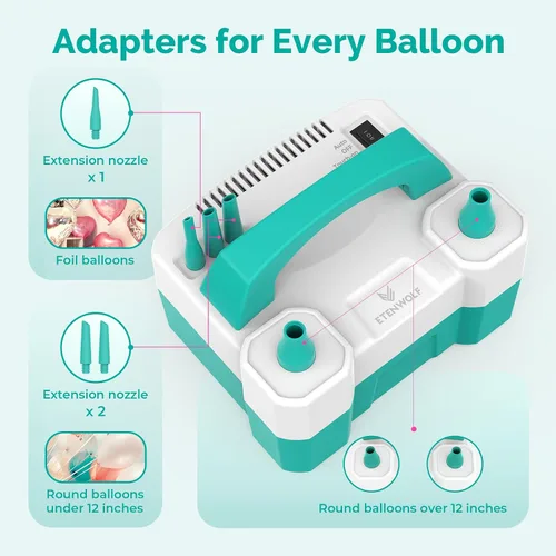 Vista 6 de ETENWOLF Electric Balloon Pump for All Balloons 110V 600W Balloon Blower for Party Metalic Latex 260q Foil Balloons, Balloon Inflator for Birthday