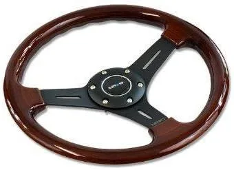 Vista 2 de NRG 330MM Volante clásico, de plato hondo, de madera, con 3 radios, con ribete negro y bocina