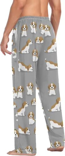 Vista 6 de Pantalones de pijama de cuadros blancos y negros para hombre, pantalones de descanso separados suaves para hombres