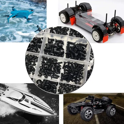 Vista 6 de 600 piezas de surtido métrico de pernos M2.5 M3 M4 de acero de aleación hexagonal de botón y cabeza plana, tornillos de máquina y tuercas