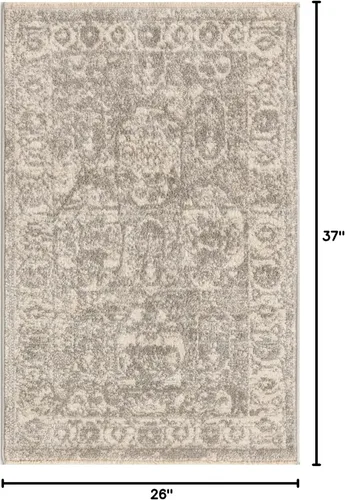 Vista 2 de Unique Loom Lola Collection - Alfombra de área, atrevida (2 pies 2 pulgadas x 3 pies 1 pulgada, rectangular, gris/marfil)
