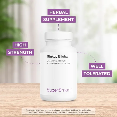 Vista 3 de Supersmart - Ginkgo Biloba 180 mg por porción - Extracto estandarizado al 24% de flavonglicósidos de ginkgo - Puede mejorar el rendimiento máximo