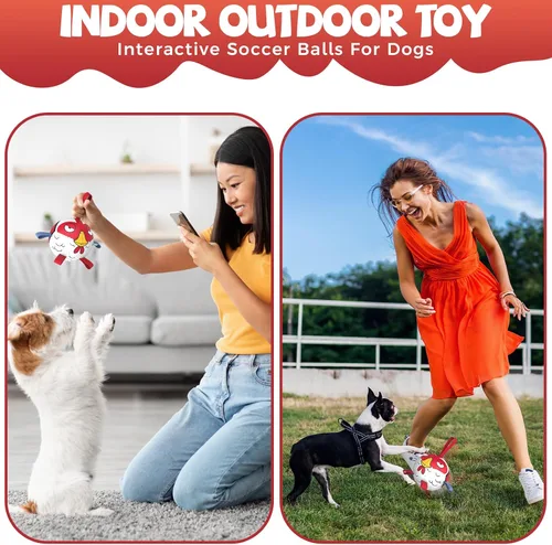 Vista 4 de QDAN Pelotas de juguete para perros: Pelota de fútbol para entrenamiento de mascotas con correas - Pelota para cachorros, extra pequeña, pelotas