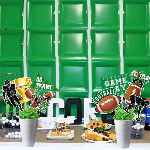 Vista 7 de 24 piezas de centros de mesa de fútbol para fiesta de fútbol, decoración de mesa de rugby para el día del juego, fútbol, touchdown, fiesta, tema