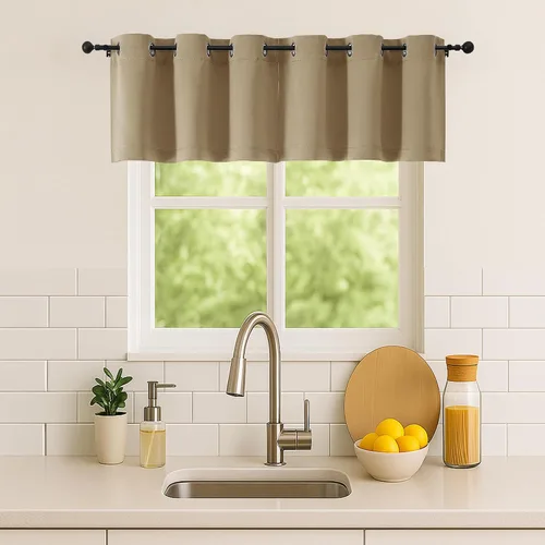 Vista 205 de Simplebrand Juego de 2 paneles de cenefa aguamarina para ventana de cocina de 14 pulgadas de largo, cortinas de oscurecimiento de habitación