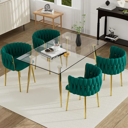 Vista 64 de Juego de mesa de comedor de cristal plateado para 2, juego de mesa cuadrada de lujo moderno de 36 pulgadas, juego de mesa de cocina minimalista de 3