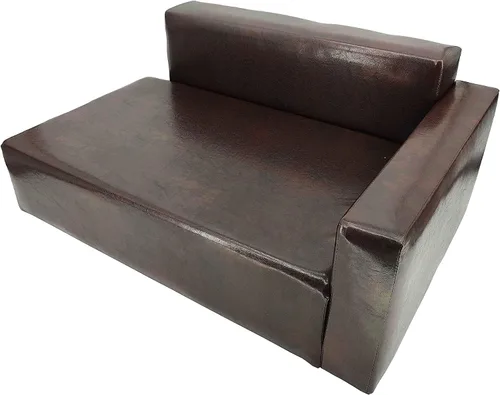 Vista 3 de Sofá cama para perros de cuero sintético marrón reclinable L sillón asiento 30x20x13 área de asiento es de 27 x 16 pulgadas, ideal para perros más
