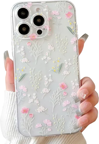 Vista 11 de Lovmooful Funda para iPhone 16 Pro, diseño floral transparente, flor negra