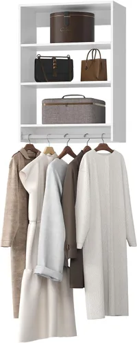 Vista 17 de Unidad Colgante Doble Mediana para Closet, Sistema Modular de Closet, Organizador de Sistema de Closet de Madera con Almacenamiento para Walk-in