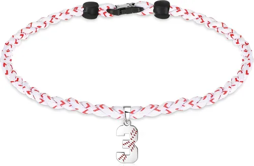 Vista 9 de Glenmal Collar de béisbol para niños, de acero inoxidable, dije de titanio, trenzado, deportivo, regalo de béisbol para hombres y niños, 20 pulgadas