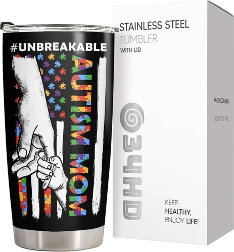 Vista 4 de 34HD Regalo para el Día de la Madre para mamá con autismo – Vaso irrompible para mamá con conciencia sobre el autismo, taza para mamá