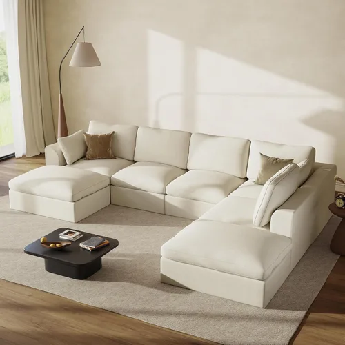 Vista 19 de Sofás seccionales Cloud de 110 pulgadas para sala de estar, sofá convertible sin hueso en forma de L con otomana, juego de sofá modular de gran