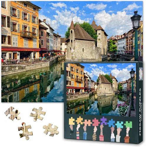 Vista 13 de Rompecabezas de Venecia para adultos de 1000 piezas, rompecabezas del Gran Canal, Basílica de Santa María Della Sa, rompecabezas para adultos