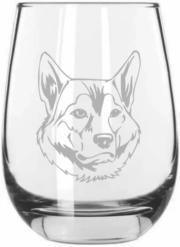 Vista 563 de Shar Pei (chino) - Vaso de vino sin tallo grabado para perro, 15.25 onzas