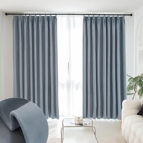 Vista 10 de MUMFAS Panel de Cortina con Pliegues Pellizcos de Terciopelo Sólido con Aislamiento Térmico 95% Opaca para Puerta de Patio para Barra Transversal