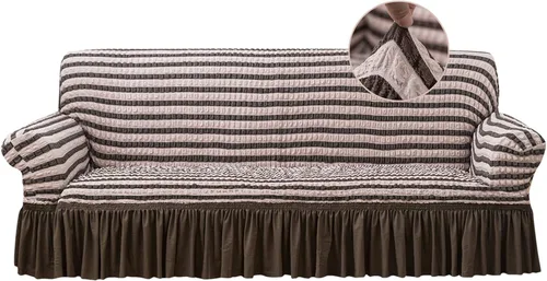 Vista 11 de Jeloris Funda Protectora Elástica para Sofá de Dos Plazas de Fácil Ajuste con Falda, Protector de Muebles Universal Duradero Lavable de Alta Beige