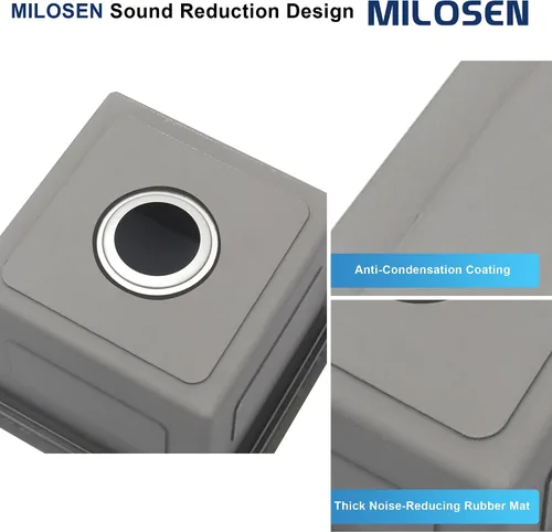 Vista 5 de MILOSEN Fregadero de barra de 15 x 17 pulgadas, fregadero de acero inoxidable T304, fregaderos de cocina pequeños con accesorios personalizados