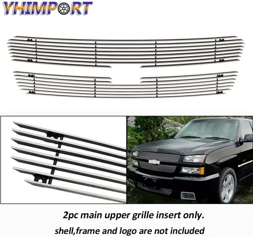 Vista 2 de Parrilla frontal cromada para Chevy Silverado 1500/1500 SS/1500HD 2003-2004 2500/3500/2500HD 2003-2006 Chevy Avalanche 1500/2500