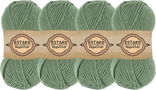 Vista 30 de Estako Megastar, 3.52 Oz (100g) de hilo de acrílico 75% y lana 25%, suave, peso grueso voluminoso #5 para crochet y tejer 120 yardas (110m)