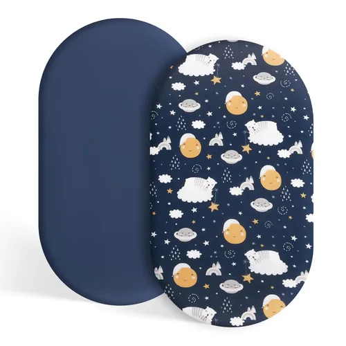 Vista 17 de Sábanas de moisés de bebé para niñas y niños, paquete de 2 sábanas de bebé para colchón de moisés cuadrado rectangular ovalado, 33 x 16 pulgadas