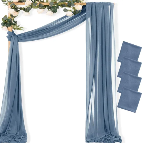 Vista 26 de MLMC 1 panel de tela para arco de boda azul bebé, 29 x 20 pies, cortinas de gasa extralargas transparentes de 6.6 yardas, paneles de cortinas