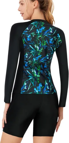 Vista 5 de JACK SMITH Traje de baño de 3 piezas de manga larga con cremallera frontal, tankini UPF 50 para mujer