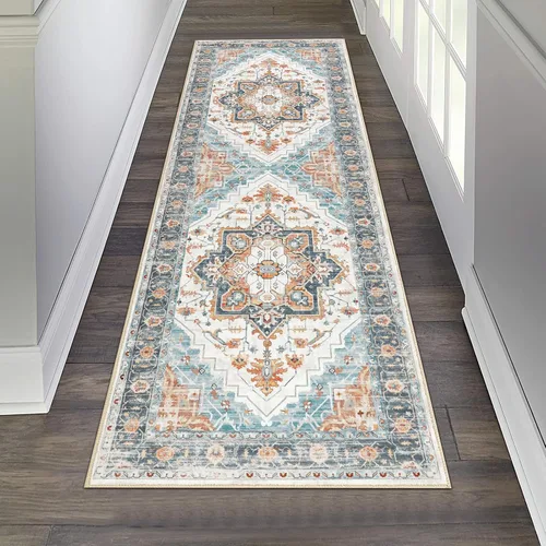 Vista 31 de Pauwer Alfombra vintage de flores 2 x 3 pulgadas, estilo envejecido, antideslizante, de pelo bajo, tapete para entrada, interior, pequeña, retro
