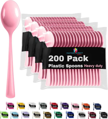 Vista 11 de Party Solids - Cucharas de plástico negro, 200 piezas, cucharas negras, utensilios desechables, juego de cubiertos de plástico resistente