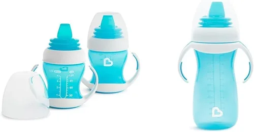 Vista 15 de Munchkin® Gentle™ Transition Sippy Trainer - Tazón de 4 onzas, paquete de 2, cuencos de succión azules y Stay Put™ para bebés y niños pequeños