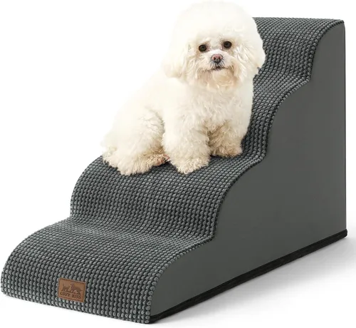 Vista 16 de COZY KISS Escaleras para perros pequeños de 11.8 pulgadas de alto, escalón curvado para cachorros, gatos mayores, rampa mediana para mascotas