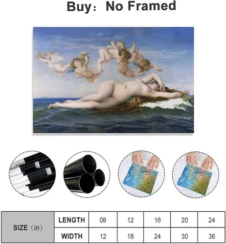 Vista 2 de LEES TOSS Alexandre Cabanel - Póster decorativo para pared, diseño de "El nacimiento de Venus", póster decorativo para habitación, estética, sala