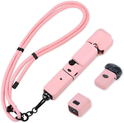 Vista 12 de Funda de Silicona para Pocket 3 y Cordón para el Cuello, Funda Protectora con Protector de Lente Resistente a Rayones, Ajustable, Fácil