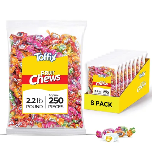 Vista 8 de Toffix Masticables de café, caramelos masticables suaves rellenos en el centro, 250 piezas de bocadillos envueltos individualmente para niños