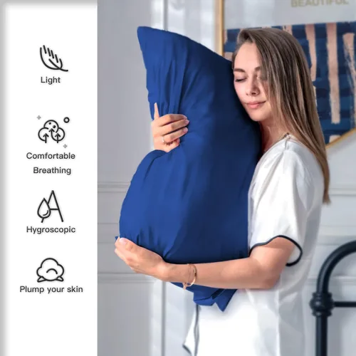 Vista 84 de Funda de almohada de seda para cabello y piel, suave, transpirable y sedosa, juego de fundas de almohada 100% tamaño estándar de 2 piezas, fundas